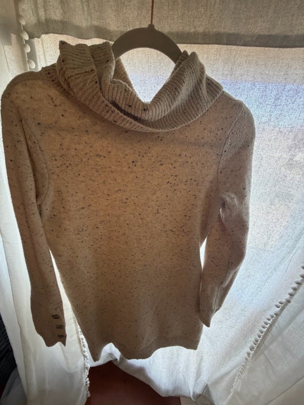 LOFT Cream Speckled Cowl Neck Sweater dress